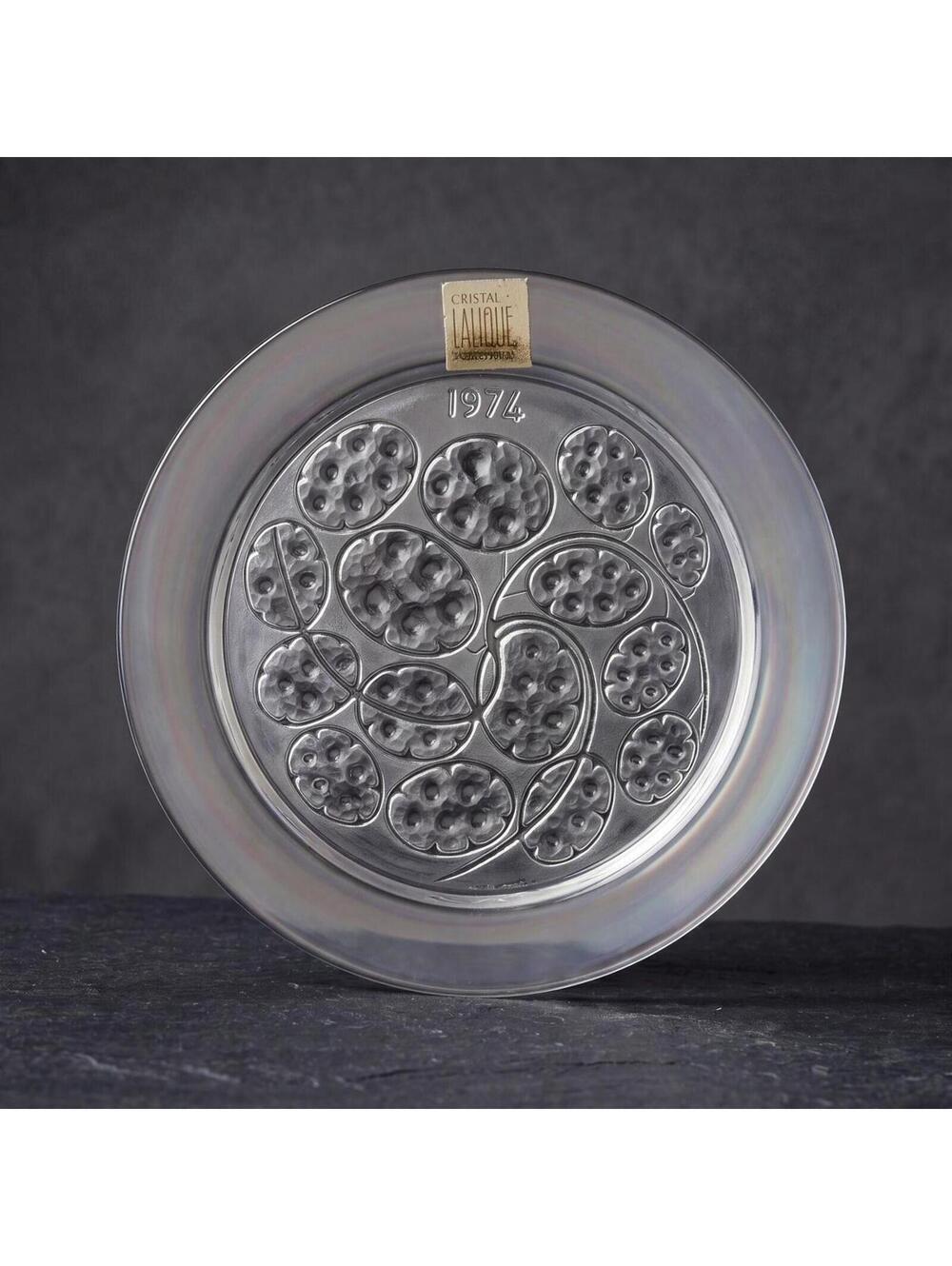 Lalique Crystal 1974 Silver Pennies Plate France Signed in Original Box - 8"